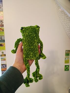 Handmade Plush Green Leggy Frog Soft Toy